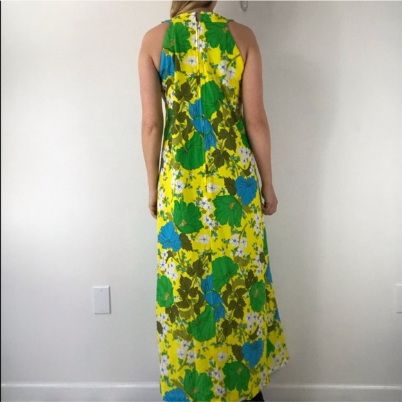 VINTAGE 60’s Retro Psychedelic Floral Maxi Dress - Picture 6 of 16